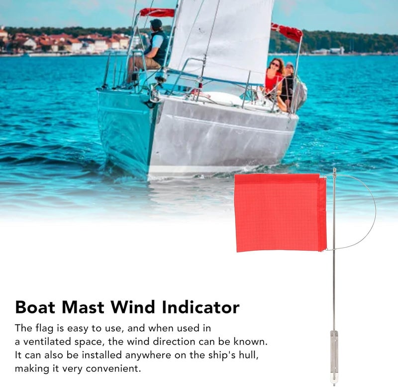 Ejoyous Wind Direction Indicator Flag, Marine Wind Indicator Flag with Stainless Steel Mast Eye Catching Red Boat Flag for Sailboat Yacht Dinghy (140x120mm / 5.51x4.72 in) - Image 3